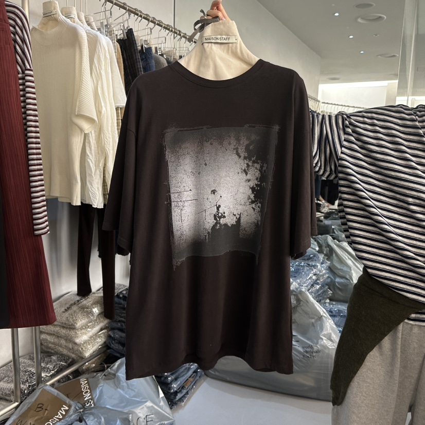 DOUBLE STANDARD/LE SMOKING/MAISONSTAFF東大門代購女裝新品熱賣T恤MAISONSTAFFT恤圖色2棕色