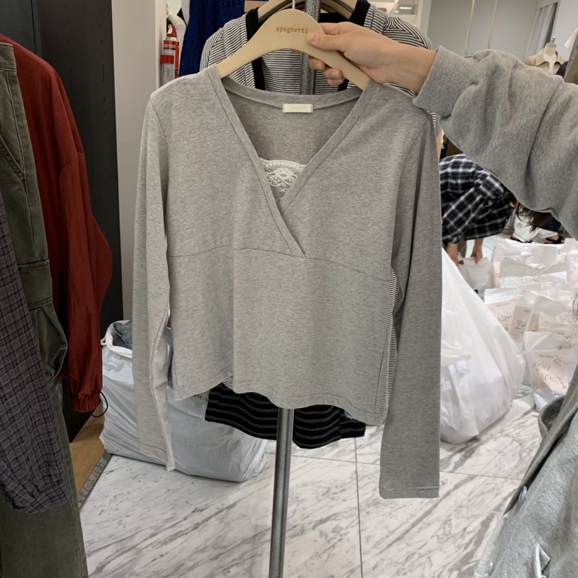 SPAGHETTI韓國直郵女裝新品休閑人氣熱賣真品推薦長袖T恤spaghetti長袖T恤圖色3