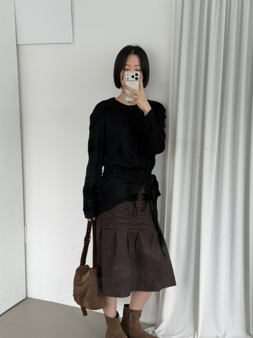 BAROQUE韓國代購女士新款熱賣推薦人氣時尚半身裙中短裙褶皺BAROQUE半身裙/中短裙