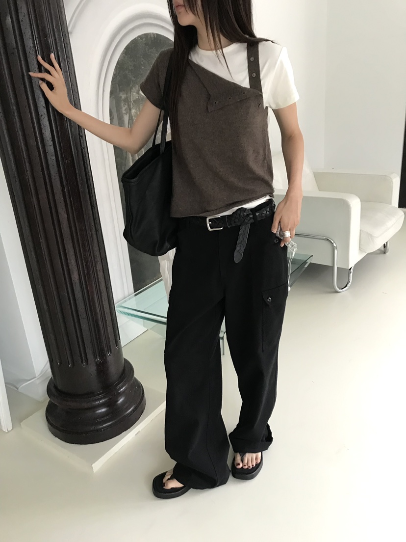 OVERK韓國代購女裝新款真品推薦熱賣休閑人氣休閑褲不含腰帶OVERK休閑褲