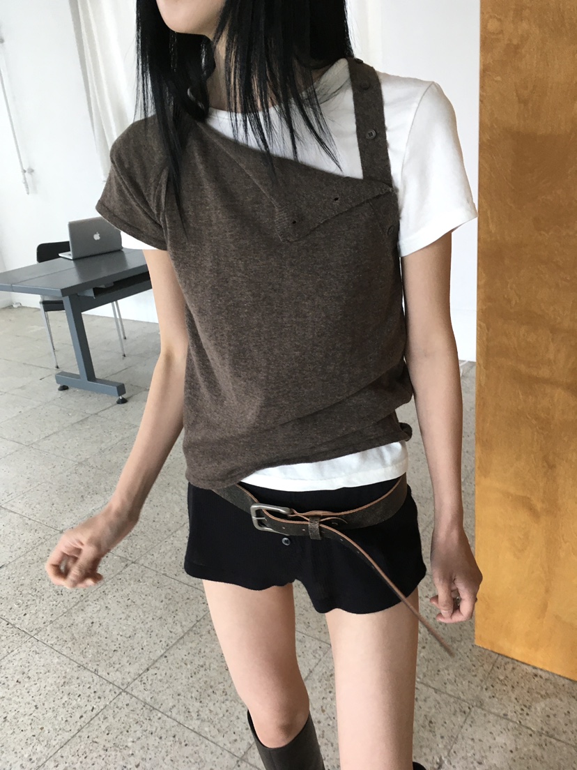 OVERK東大門直郵女士新品真品熱賣時尚人氣休閑針織衫不對稱OVERK針織衫圖色1