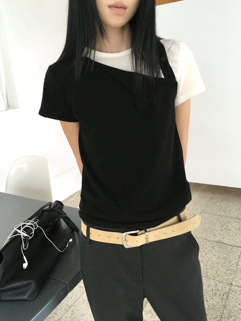 OVERK東大門直郵女士新品真品熱賣時尚人氣休閑針織衫不對稱OVERK針織衫圖色2