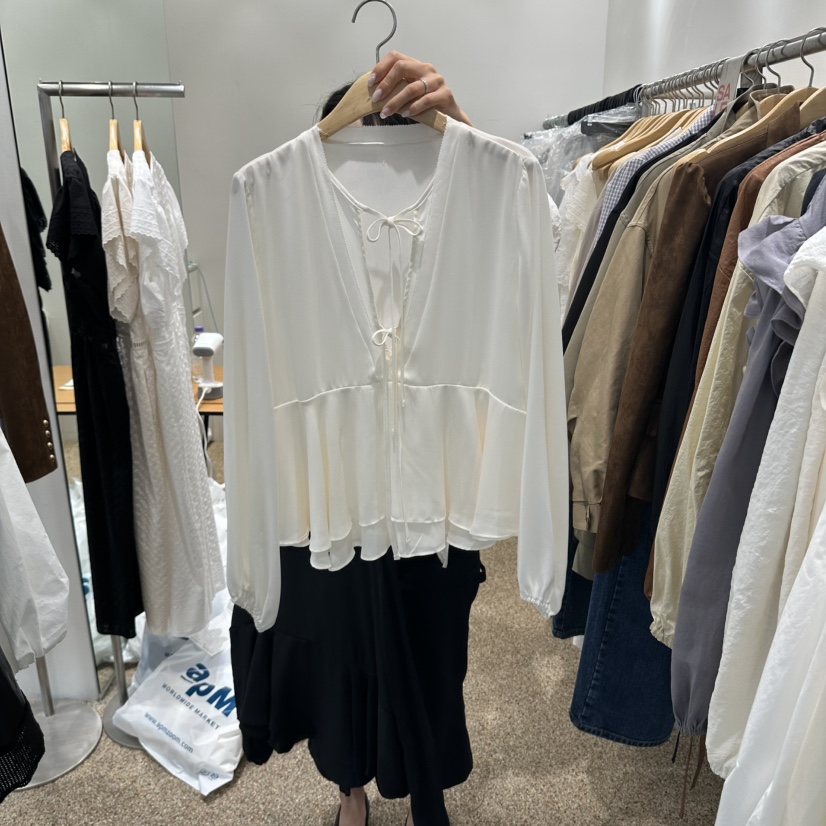 A韓國代購女士新品人氣熱賣真品推薦休閑時尚襯衫蕾絲衫A STORE襯衫/蕾絲衫圖色1