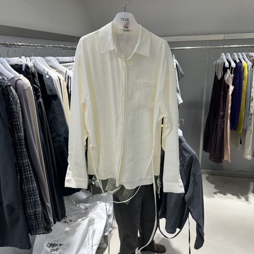 TILDE韓國代購女士新品人氣熱賣時尚推薦襯衫蕾絲衫含腰繩TILDE襯衫/蕾絲衫圖色1