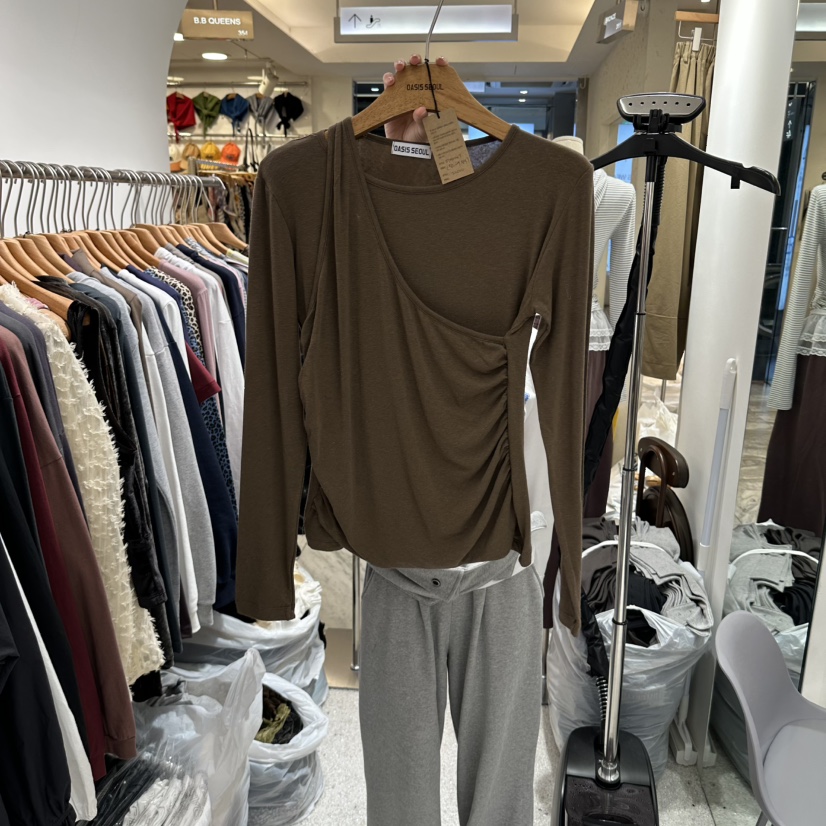 OASISSEOUL東大門代購女士新品真品熱賣長袖T恤假兩件褶皺OASISSEOUL長袖T恤圖色2