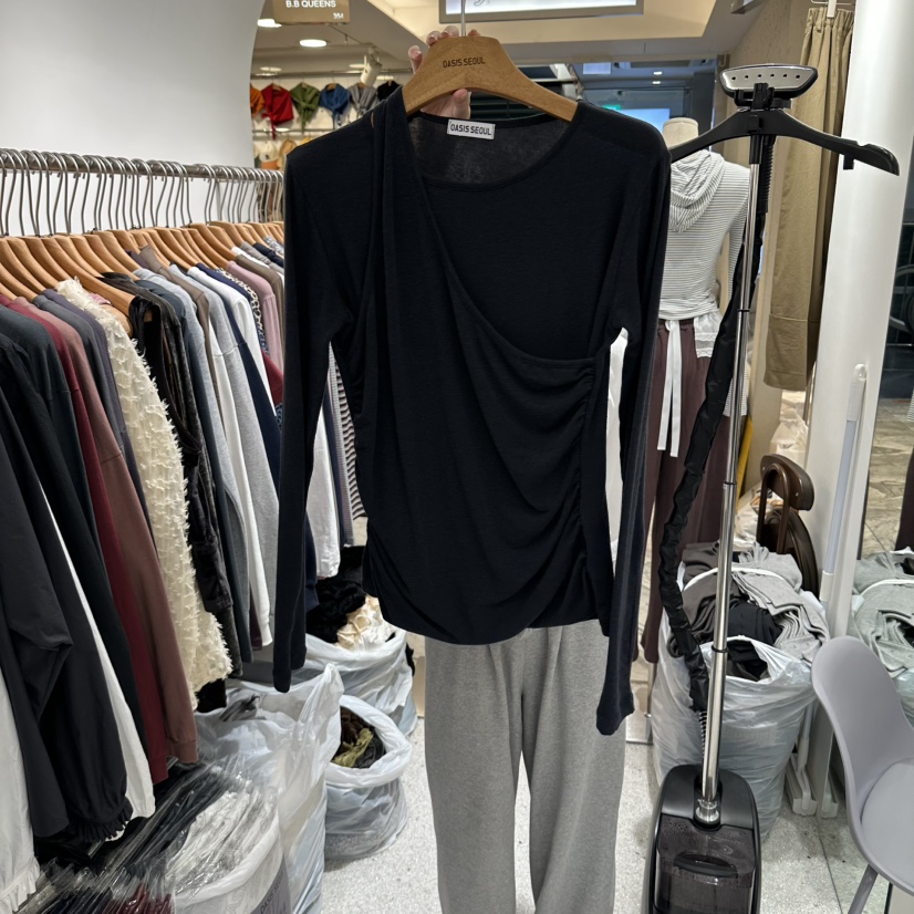 OASISSEOUL東大門代購女士新品真品熱賣長袖T恤假兩件褶皺OASISSEOUL長袖T恤圖色3