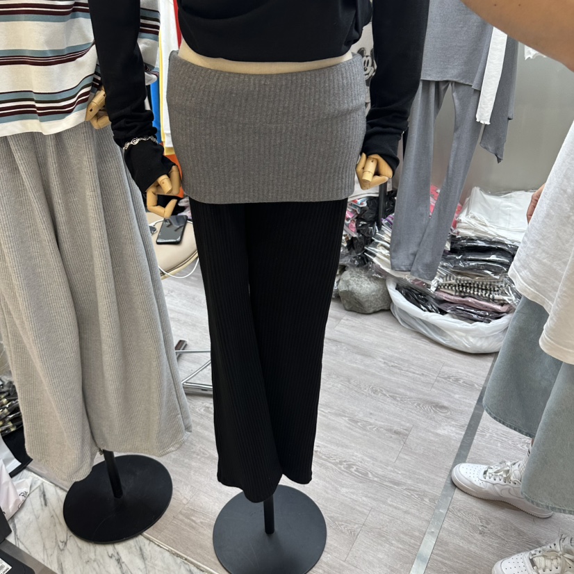 STICK WITH韓國代購女裝新品時尚推薦人氣休閑休閑褲羅紋STICK WITH休閑褲圖色3