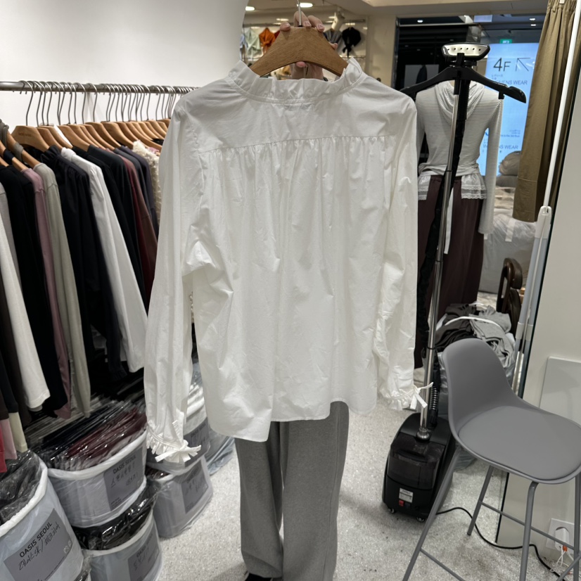 OASISSEOUL東大門直郵女裝新品熱賣真品時尚襯衫蕾絲衫褶邊OASISSEOUL襯衫/蕾絲衫