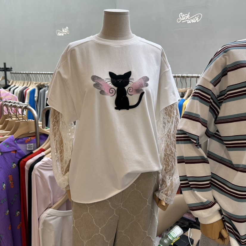 STICK WITH韓國直郵女士新品推薦時尚休閑人氣真品熱賣T恤STICK WITHT恤圖色1