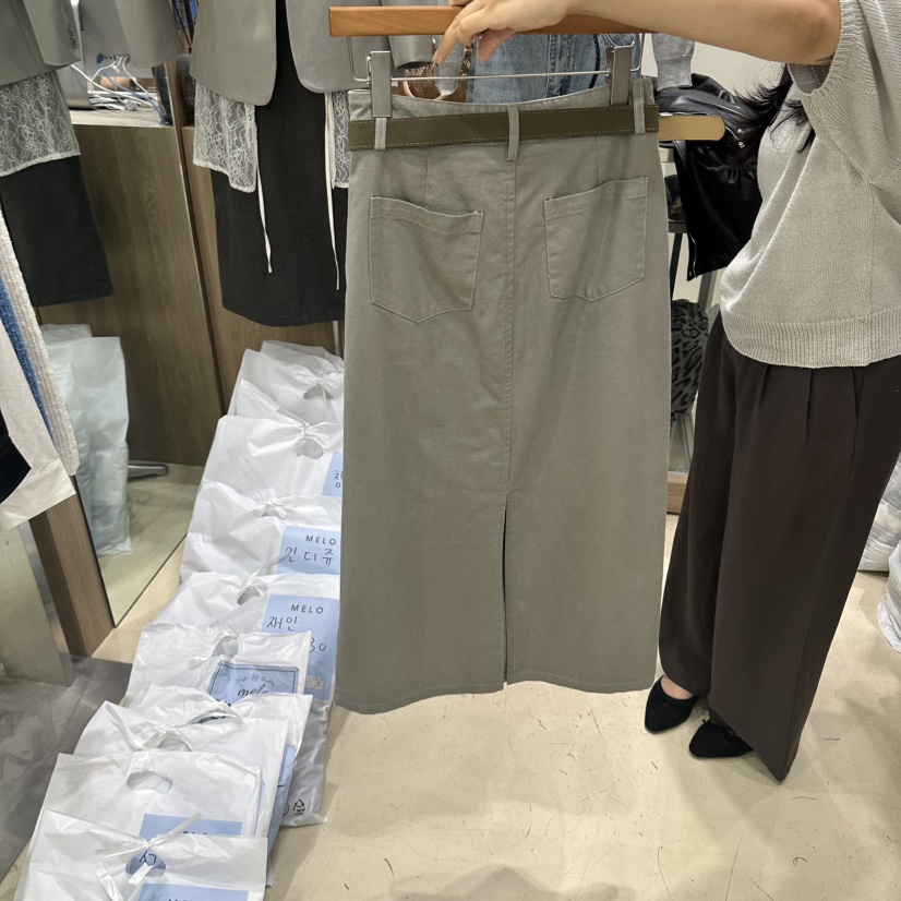MELO東大門實拍女士新品熱賣真品時尚推薦長裙含腰帶系帶棉MELO長裙