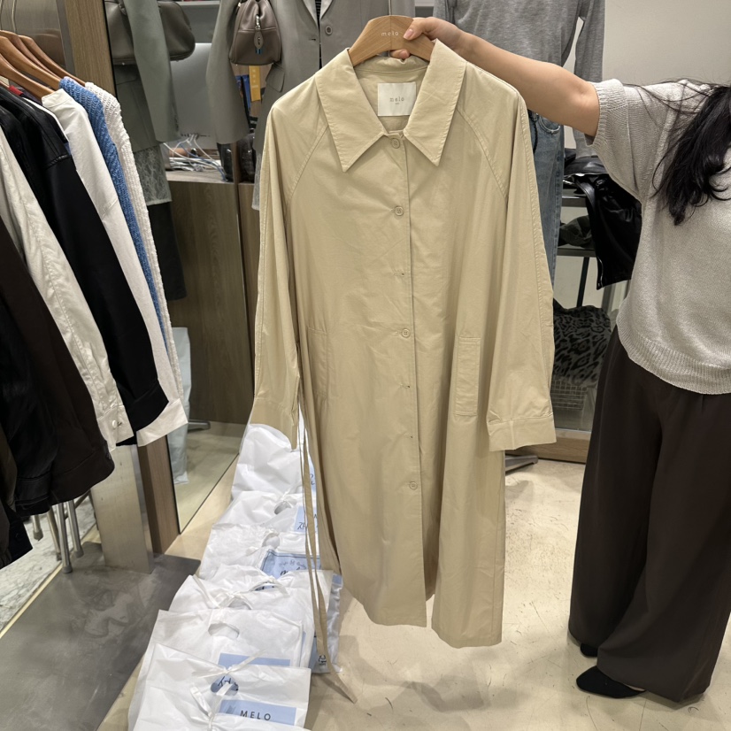 MELO東大門直郵女裝新品時尚人氣推薦休閑熱賣真品長款風衣MELO長款風衣圖色1