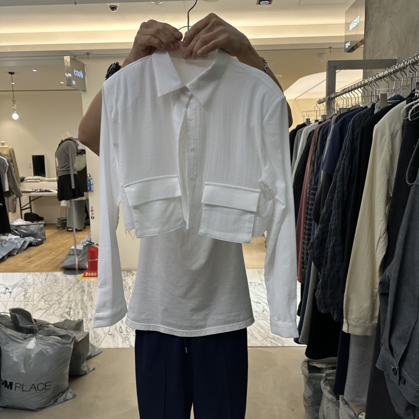 MAGOT韓國直郵女士新品時尚推薦熱賣休閑人氣襯衫蕾絲衫口袋MAGOT襯衫/蕾絲衫圖色1