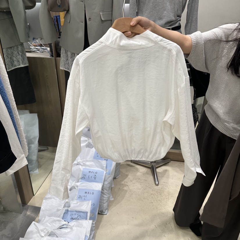 MELO東大門代購女士新品休閑推薦熱賣時尚襯衫蕾絲衫短款MELO襯衫/蕾絲衫