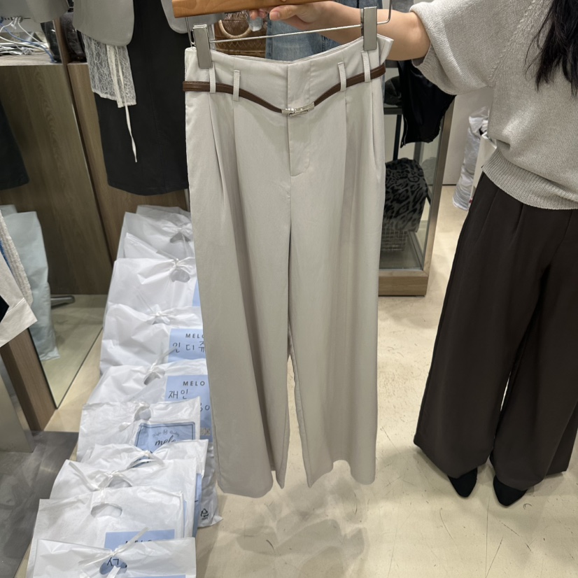 MELO東大門直郵女裝新款人氣推薦熱賣休閑休閑褲含腰帶系帶MELO休閑褲圖色1