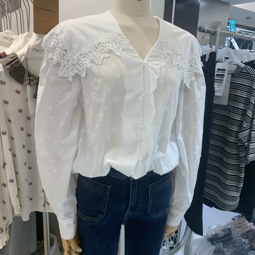 FLAT OGI韓國代購女裝新款真品時尚休閑推薦熱賣襯衫蕾絲衫FLat OGI襯衫/蕾絲衫圖色1