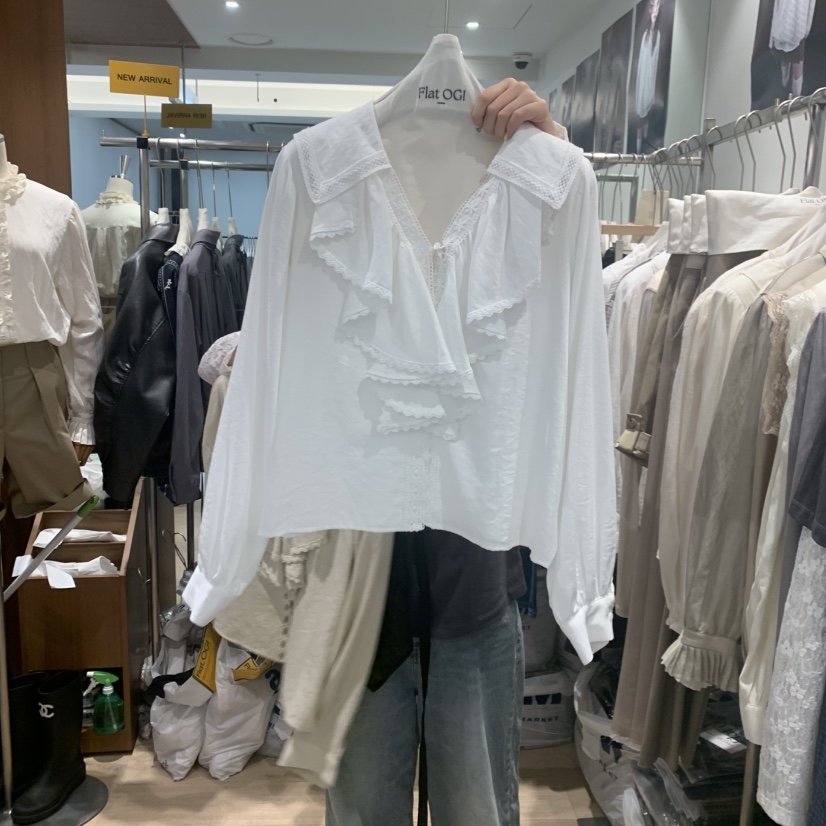 FLAT OGI東大門實拍女士新款真品時尚休閑推薦襯衫蕾絲衫FLat OGI襯衫/蕾絲衫圖色2