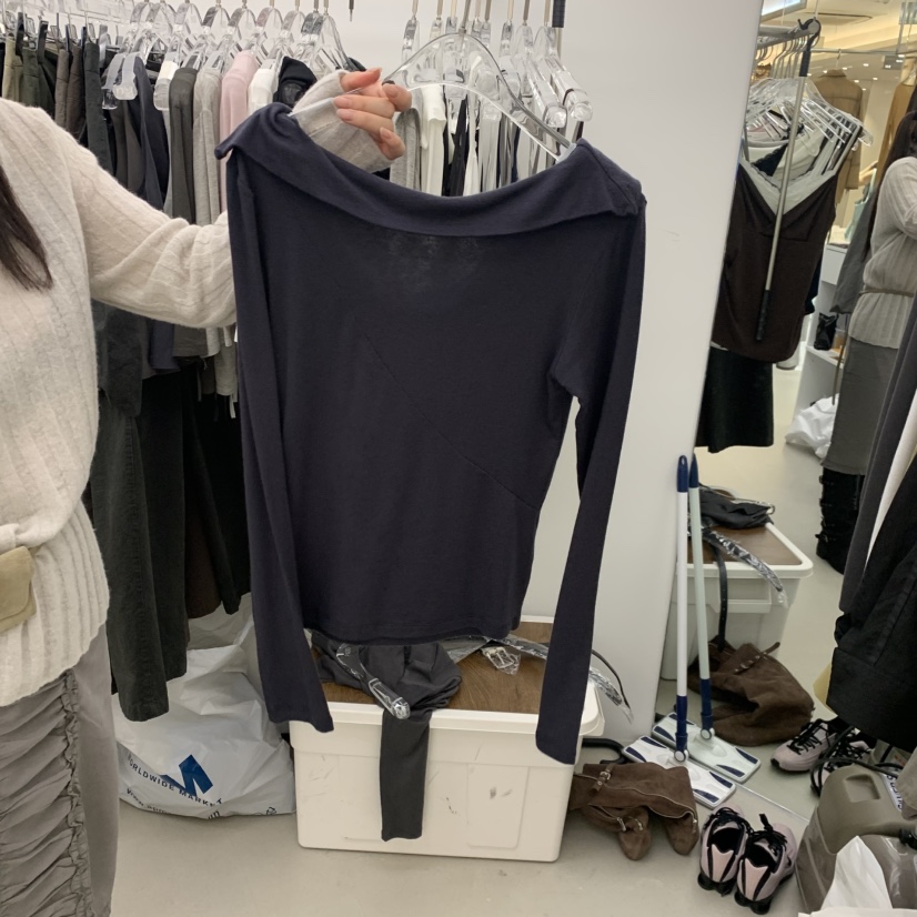 PADO韓國直郵女裝新品時尚真品熱賣人氣推薦休閑長袖T恤PADO長袖T恤圖色2深藍色