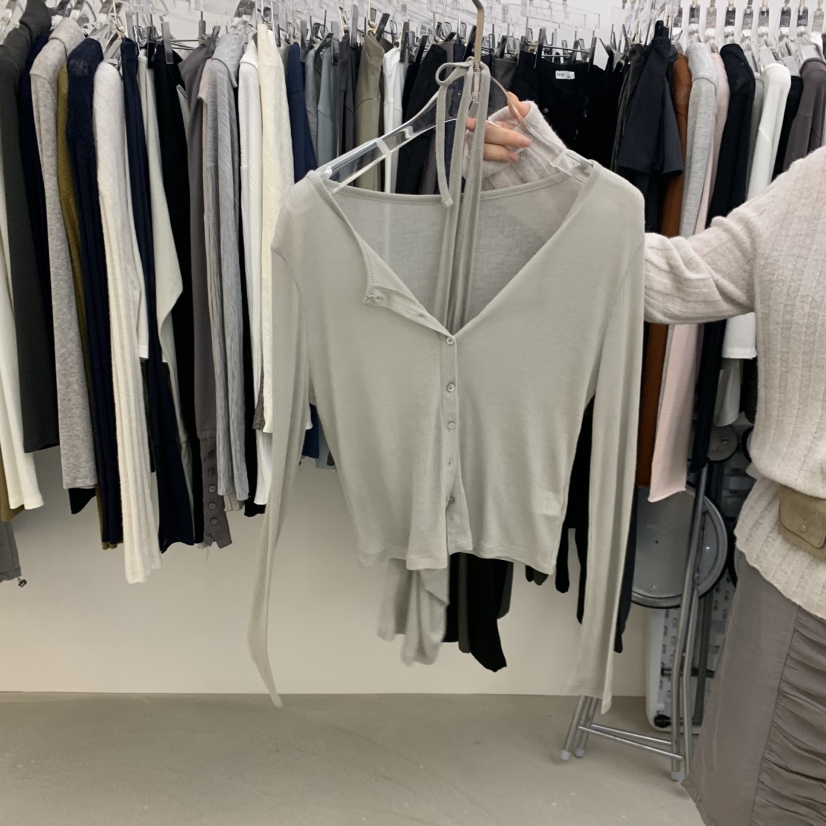 PADO韓國直郵女士新款人氣推薦時尚熱賣套裝套裝露背開衫PADO套裝圖色3灰