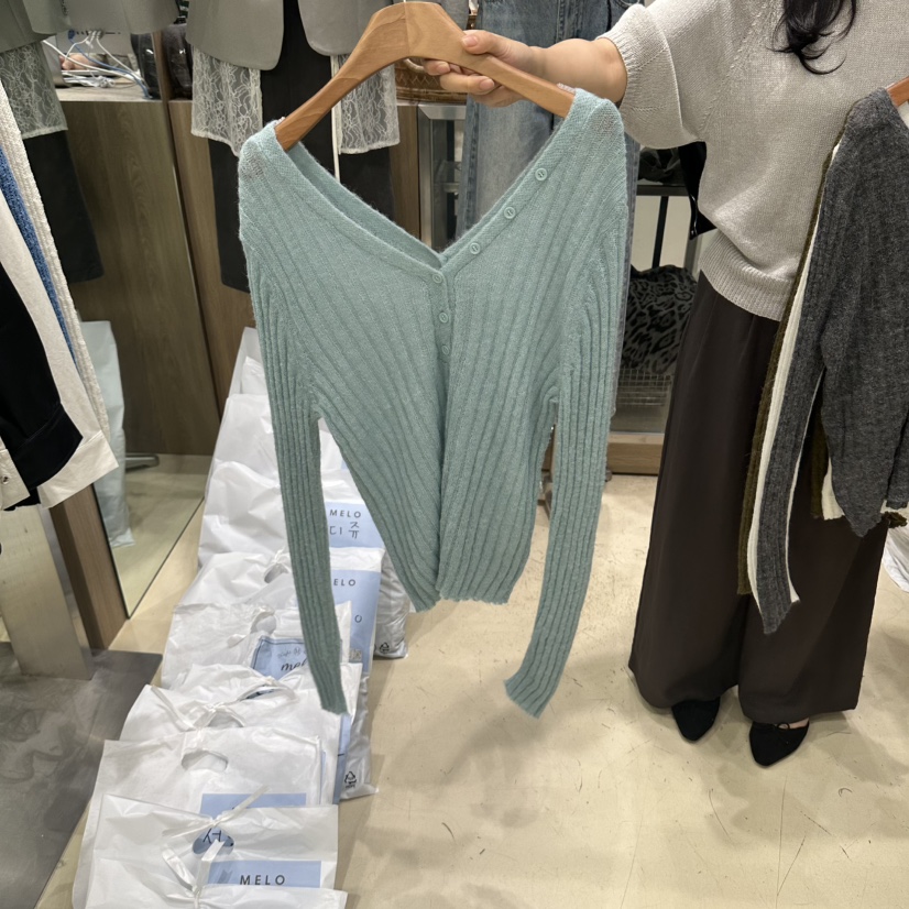 MELO東大門實拍女士新品推薦時尚人氣真品針織衫雙面開衫MELO針織衫