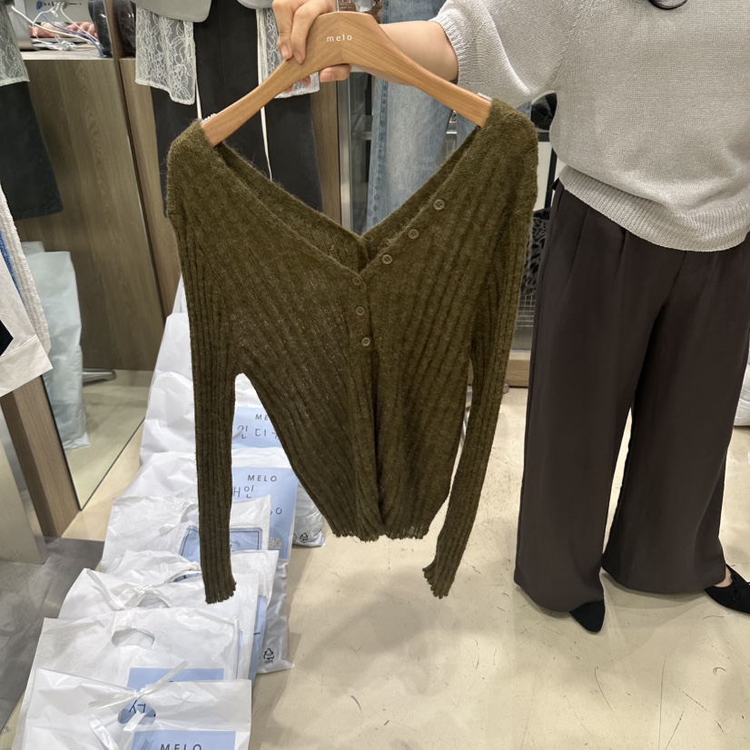 MELO東大門實拍女士新品推薦時尚人氣真品針織衫雙面開衫MELO針織衫圖色3