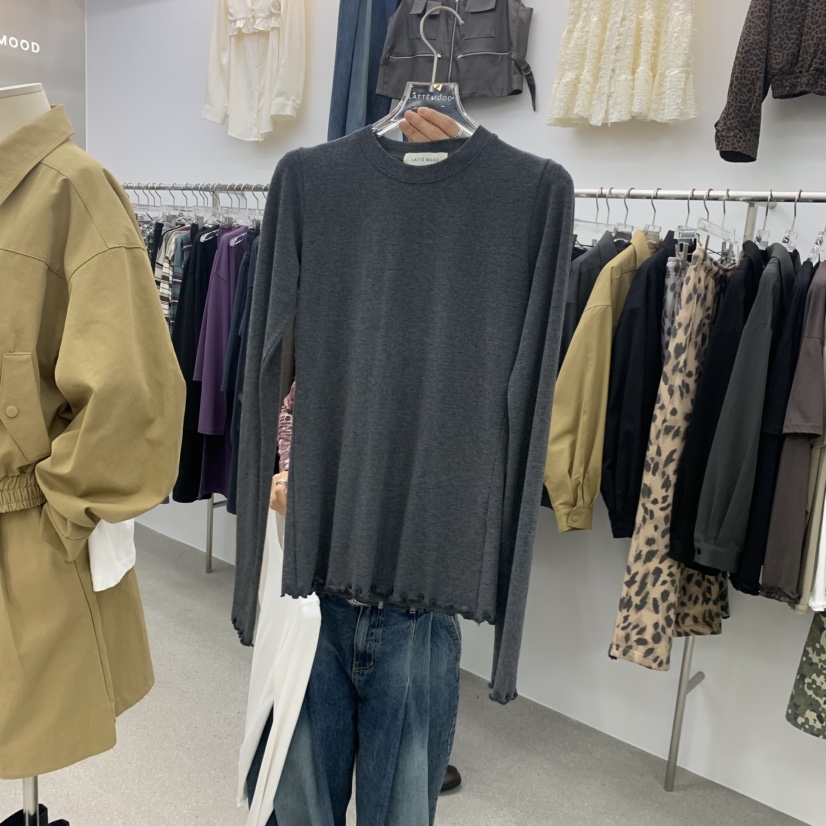 LATTEMOOD東大門實拍女裝新品時尚熱賣人氣推薦真品長袖T恤LATTEMOOD長袖T恤圖色2墨