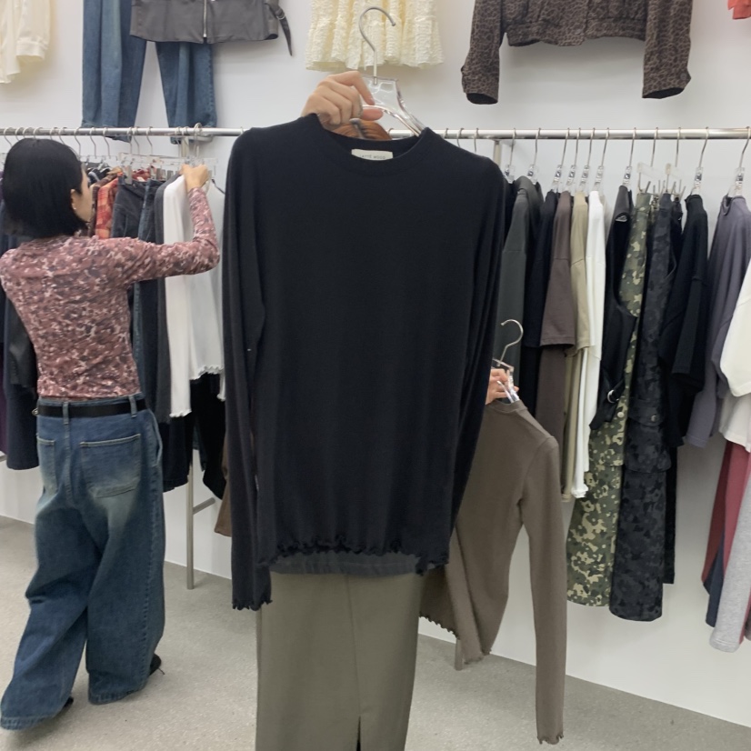 LATTEMOOD東大門實拍女裝新品時尚熱賣人氣推薦真品長袖T恤LATTEMOOD長袖T恤圖色3黑