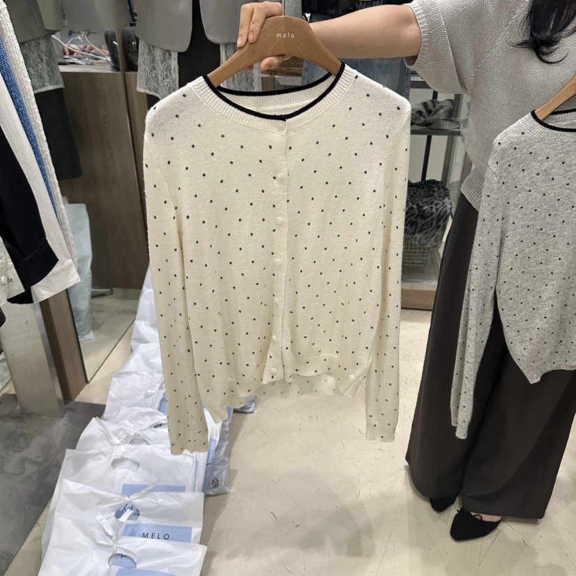 MELO東大門直郵女裝新品時尚熱賣人氣推薦休閑開衫圓點開衫MELO開衫圖色1