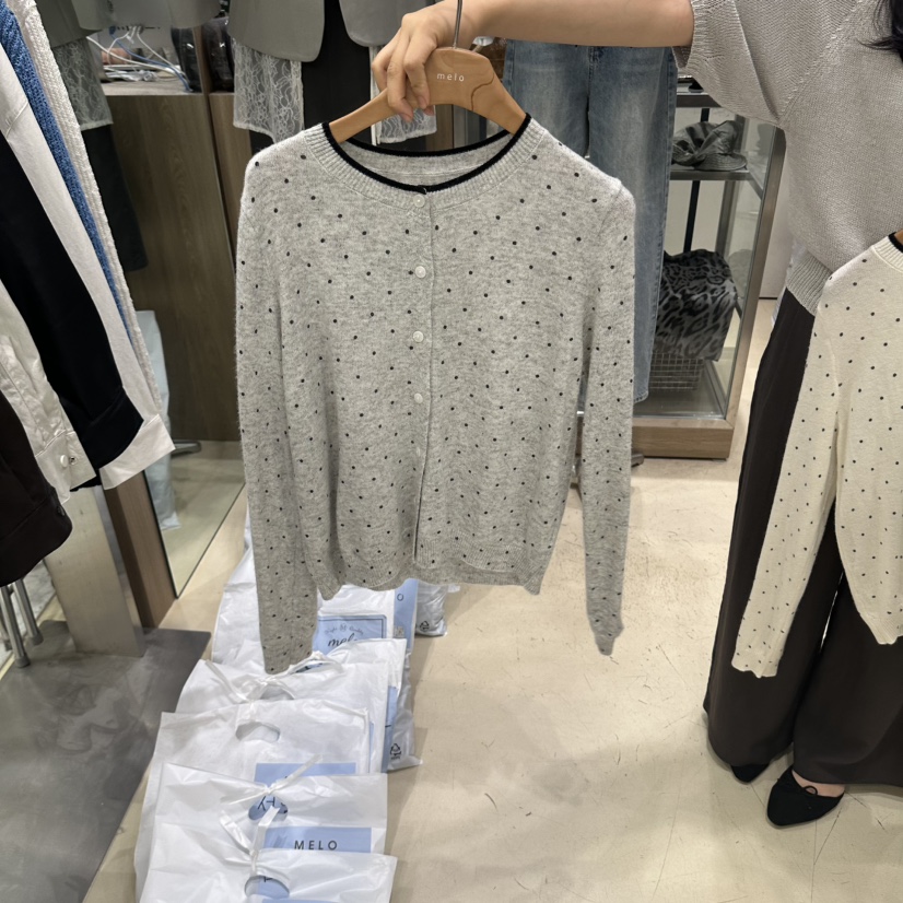 MELO東大門直郵女裝新品時尚熱賣人氣推薦休閑開衫圓點開衫MELO開衫圖色2