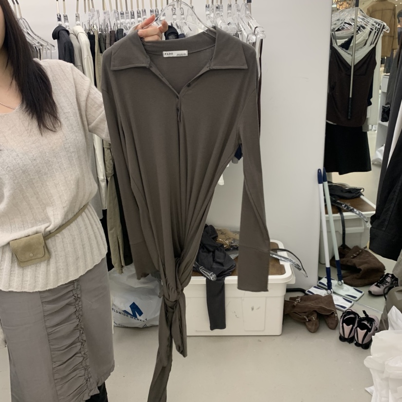 PADO東大門實拍女裝新款真品推薦時尚人氣休閑熱賣長袖T恤PADO長袖T恤圖色4카키卡其