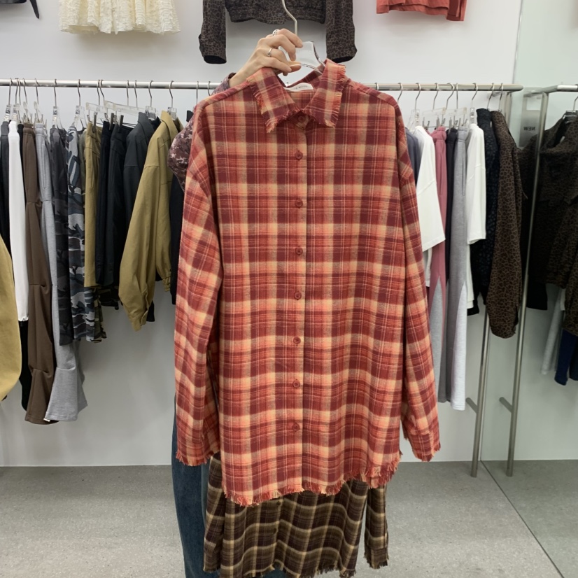 LATTEMOOD韓國代購女士新品推薦真品時尚熱賣襯衫蕾絲衫格子LATTEMOOD襯衫/蕾絲衫