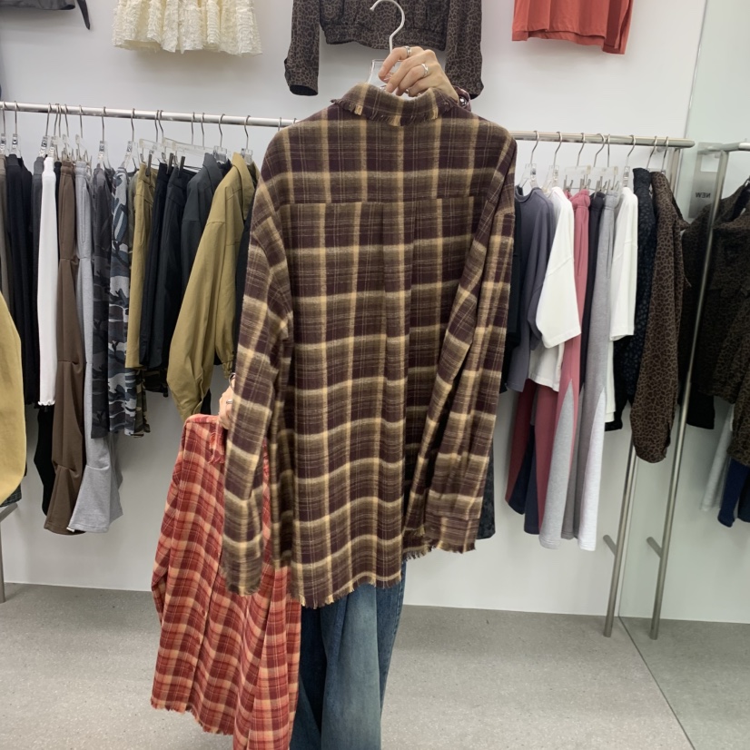 LATTEMOOD韓國代購女士新品推薦真品時尚熱賣襯衫蕾絲衫格子LATTEMOOD襯衫/蕾絲衫