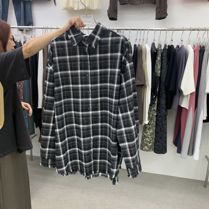 LATTEMOOD韓國代購女士新品推薦真品時尚熱賣襯衫蕾絲衫格子LATTEMOOD襯衫/蕾絲衫圖色3