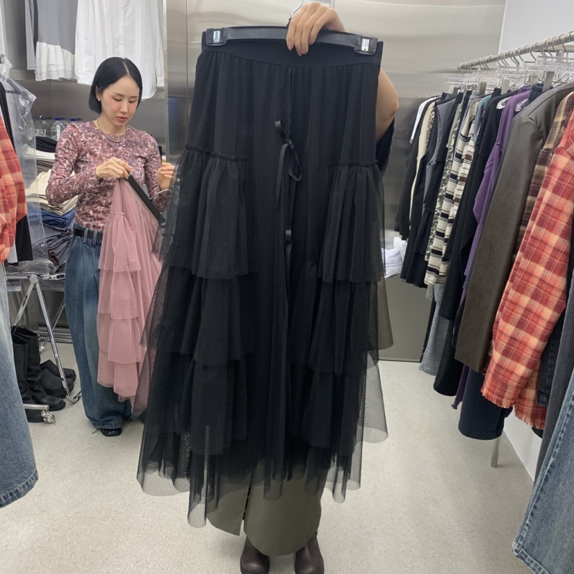 LATTEMOOD韓國直郵女士新款熱賣時尚推薦人氣休閑長裙網狀LATTEMOOD長裙圖色2