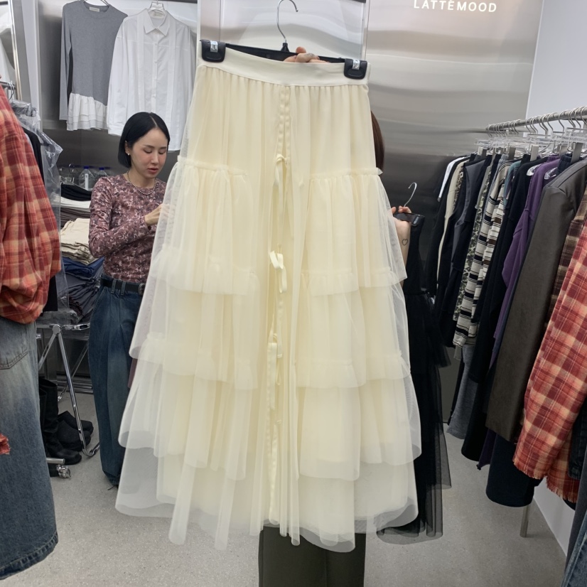 LATTEMOOD韓國直郵女士新款熱賣時尚推薦人氣休閑長裙網狀LATTEMOOD長裙圖色3
