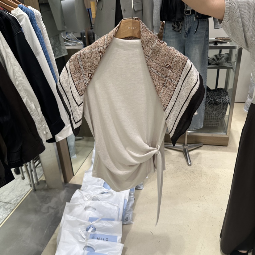 MELO東大門代購女裝新品人氣推薦真品襯衫蕾絲衫含圍巾套裝MELO襯衫/蕾絲衫圖色2