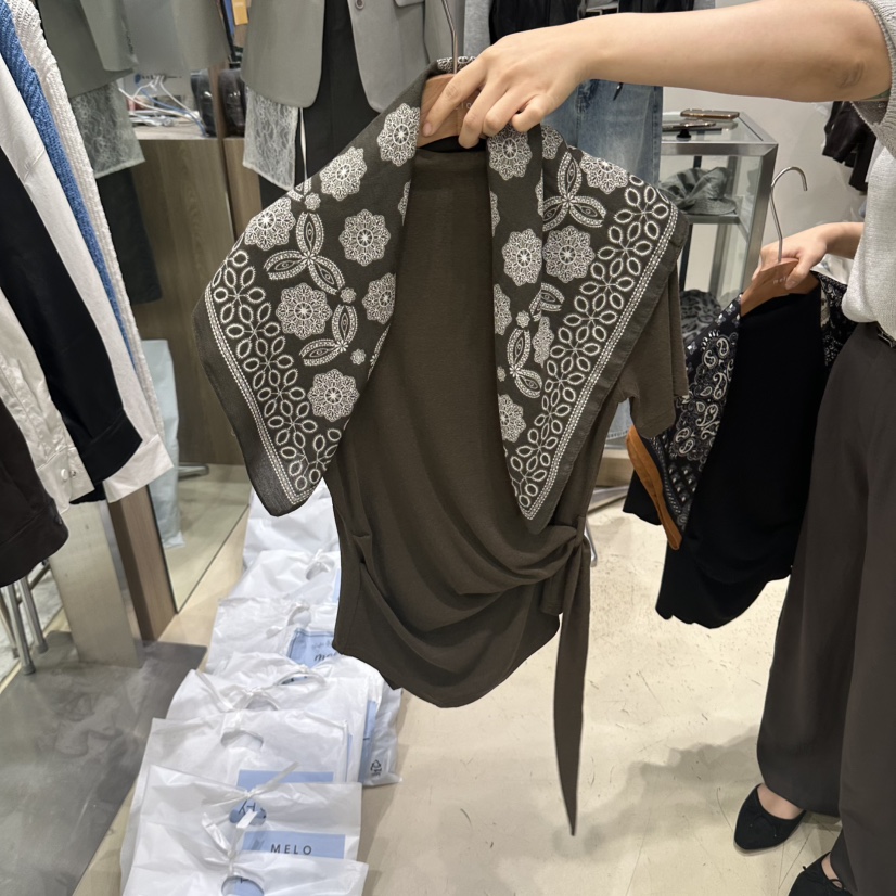 MELO東大門代購女裝新品人氣推薦真品襯衫蕾絲衫含圍巾套裝MELO襯衫/蕾絲衫圖色4