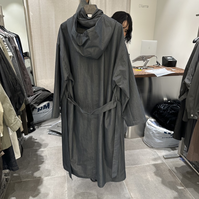 DIARRA東大門實拍女裝新品推薦真品休閑長款風衣含腰帶兜帽DIARRA長款風衣