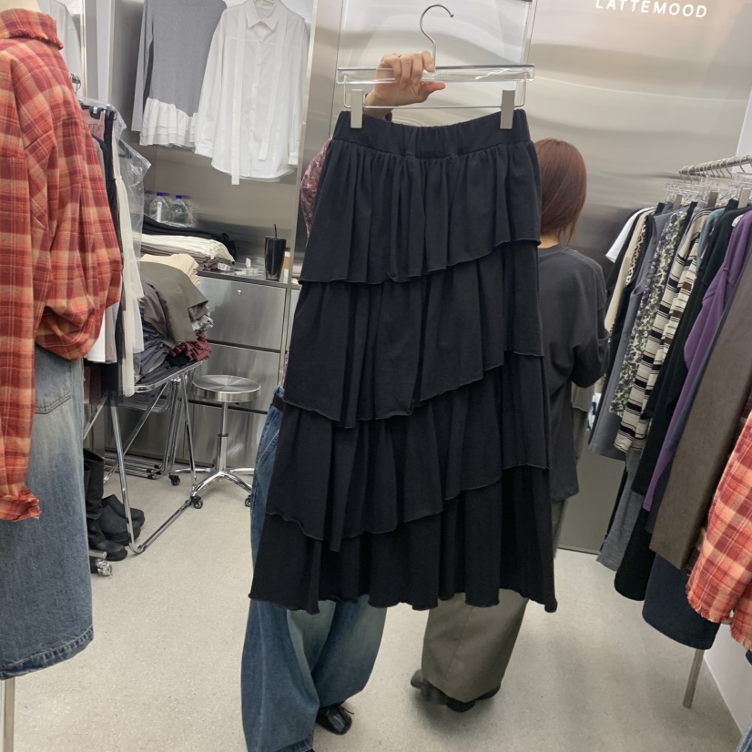 LATTEMOOD東大門代購女裝新品時尚半身裙中短裙荷葉邊層疊LATTEMOOD半身裙/中短裙圖色3