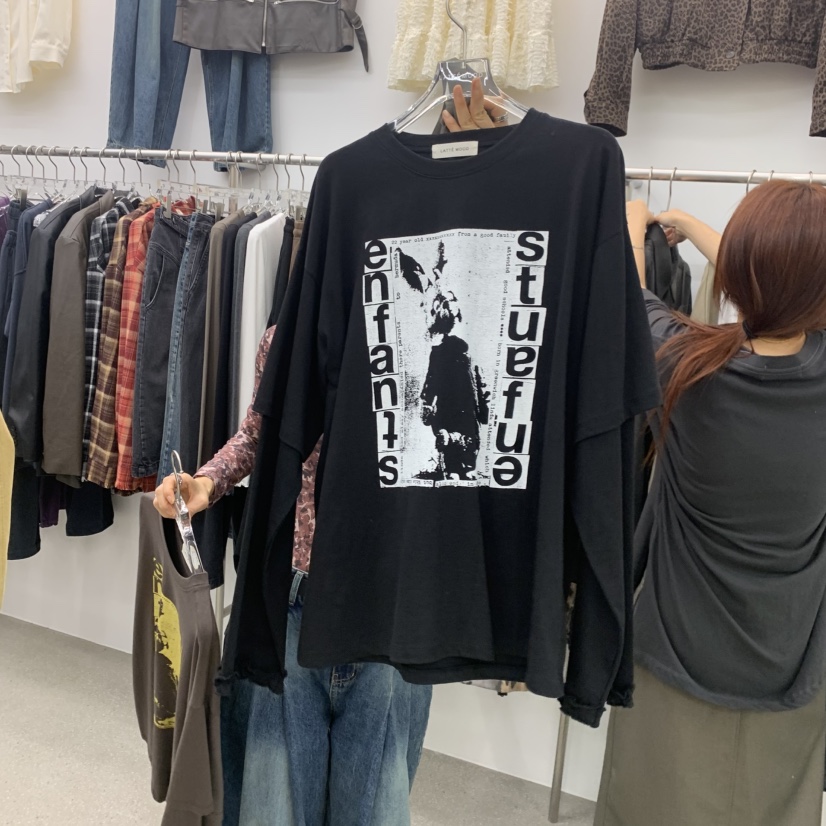 LATTEMOOD韓國直郵女士新款休閑人氣熱賣長袖T恤假兩件兔子LATTEMOOD長袖T恤圖色4