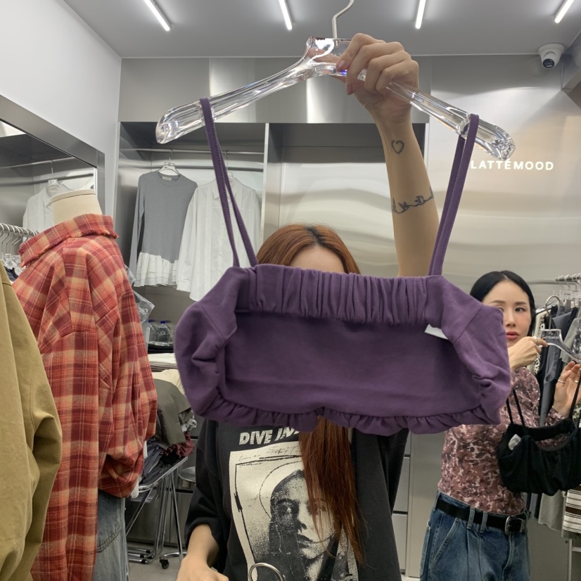 LATTEMOOD東大門實拍女裝新款真品推薦人氣吊帶背心褶皺層疊LATTEMOOD吊帶/背心