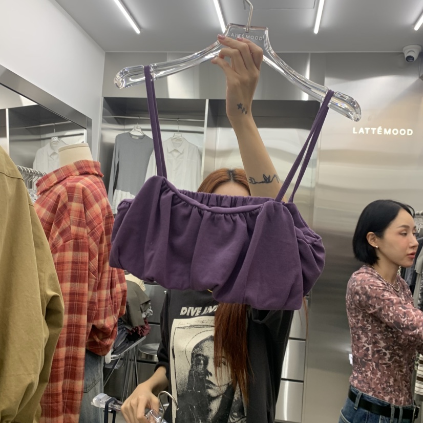 LATTEMOOD東大門實拍女裝新款真品推薦人氣吊帶背心褶皺層疊LATTEMOOD吊帶/背心圖色2