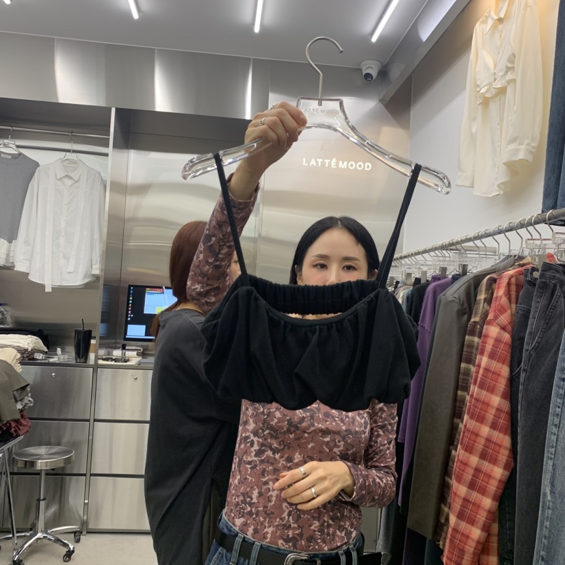 LATTEMOOD東大門實拍女裝新款真品推薦人氣吊帶背心褶皺層疊LATTEMOOD吊帶/背心圖色3黑