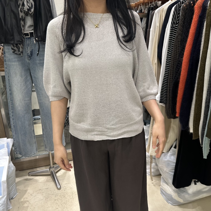 MELO東大門實拍女裝新款熱賣時尚人氣休閑針織衫泡泡袖插肩MELO針織衫圖色2