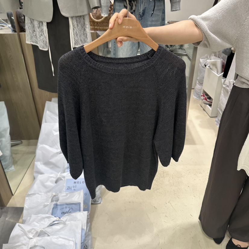 MELO東大門實拍女裝新款熱賣時尚人氣休閑針織衫泡泡袖插肩MELO針織衫圖色3