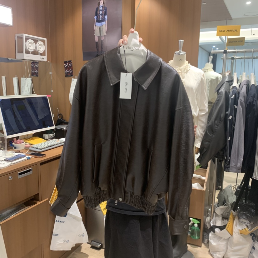 FLAT OGI東大門直郵女裝新款時尚休閑人氣真品熱賣夾克皮革FLat OGI夾克圖色1棕色