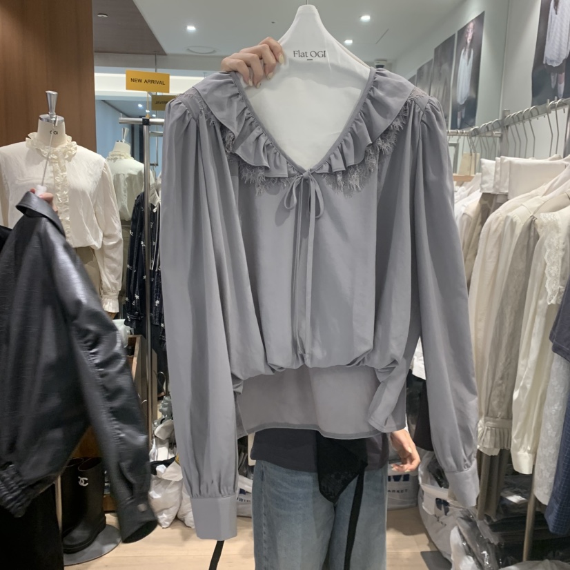 FLAT OGI韓國直郵女裝新品推薦時尚真品熱賣襯衫蕾絲衫真絲FLat OGI襯衫/蕾絲衫圖色1
