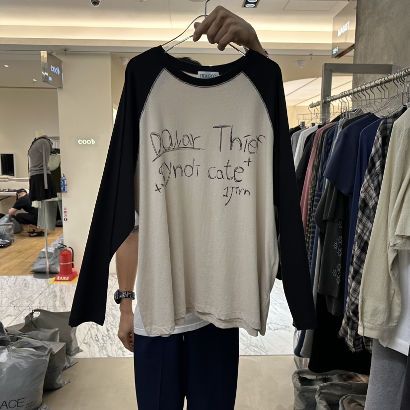 MAGOT東大門實拍女士新品時尚真品人氣推薦長袖T恤插肩袖MAGOT長袖T恤圖色2
