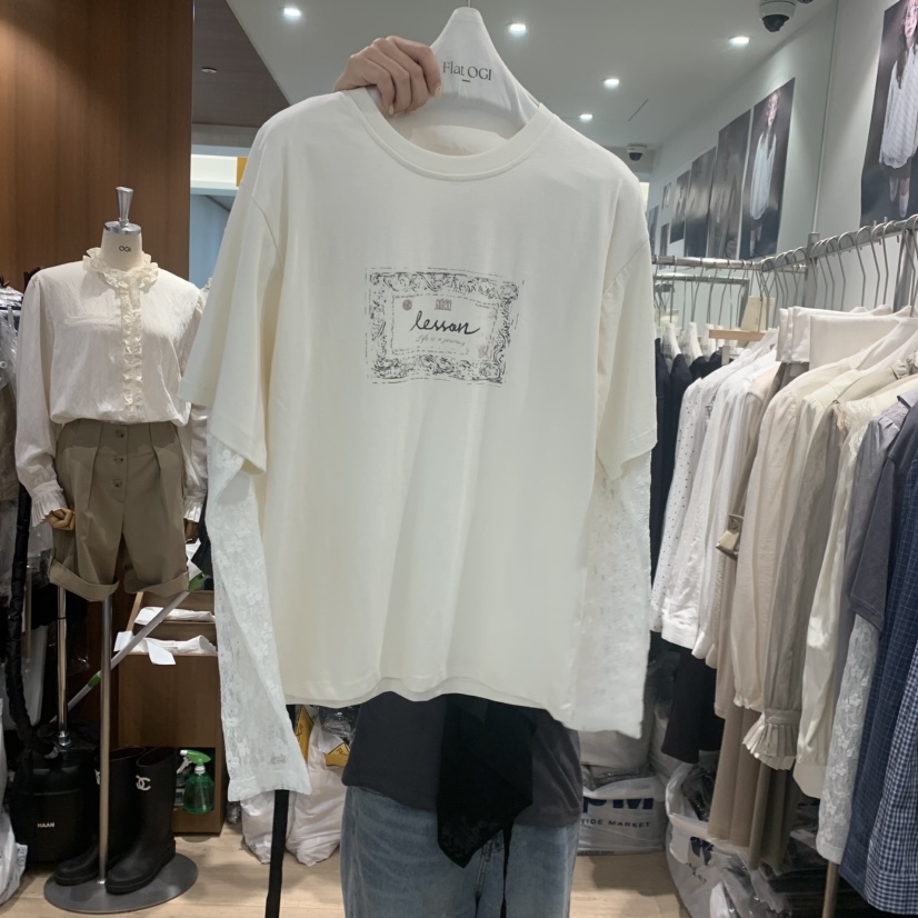 FLAT OGI東大門直郵女裝新品時尚推薦真品長袖T恤假兩件FLat OGI長袖T恤圖色2