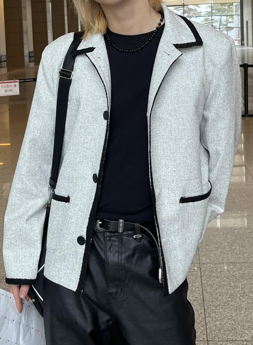 SEEOT東大門代購女裝新品真品人氣休閑夾克男女同款粗花呢SEEOT夾克