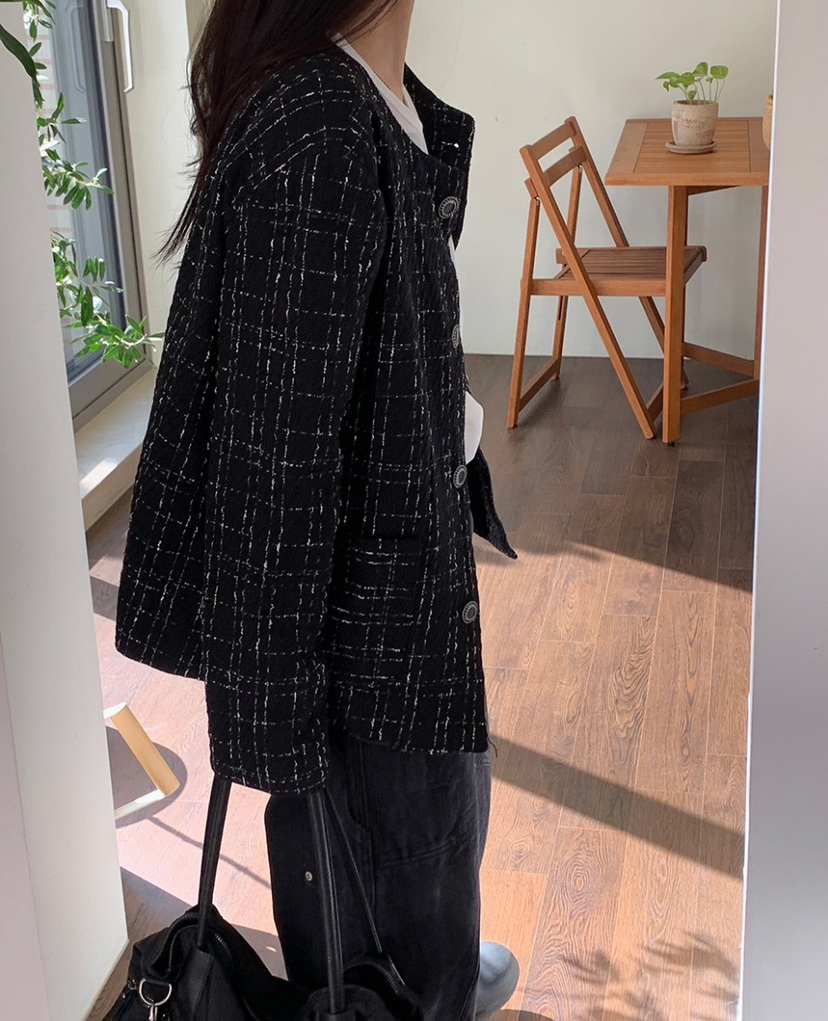 SEEOT東大門代購女士新品真品人氣推薦夾克男女同款粗花呢SEEOT夾克